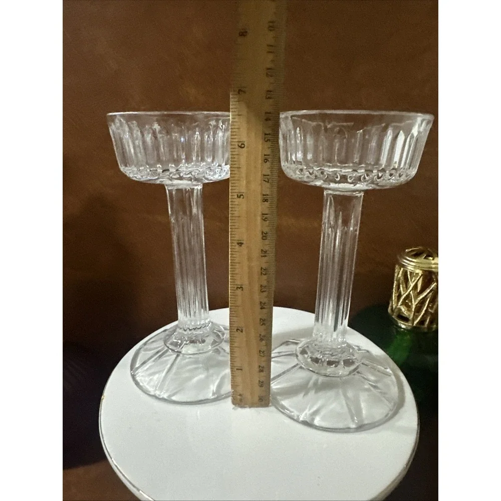 PAIR Shannon Crystal Pedestal Pillar Candle Holder Great Condition